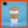 ,wholesale ceramic travel mugs,porcelain mug with silicone wrap,wholesale keep cup coffee mug with silicone cover and lid